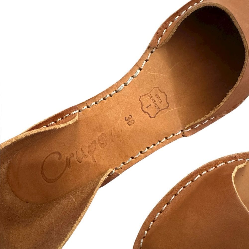 Crupon Trevi Standard Tan Leather Minimalist Sandals 38 NWT - Picture 7 of 9